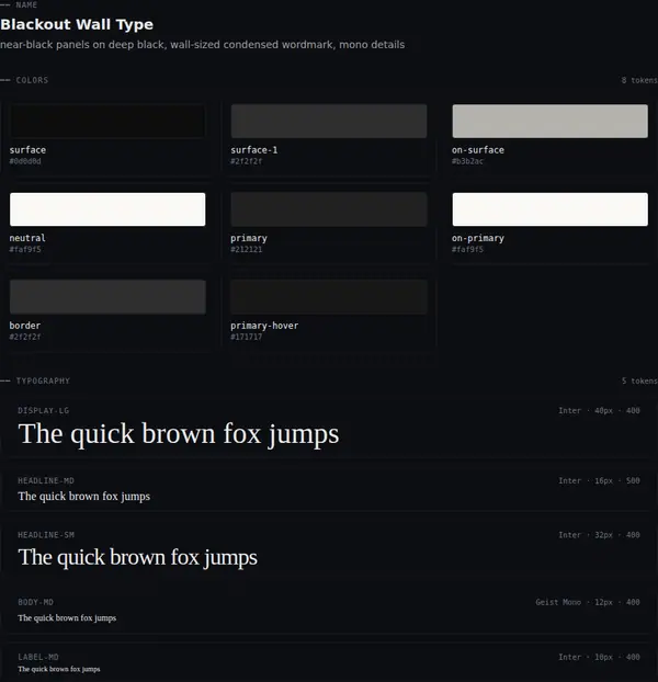 Blackout Wall Type: colours and type
