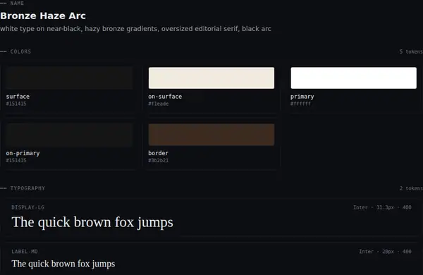 Bronze Haze Arc: colours and type