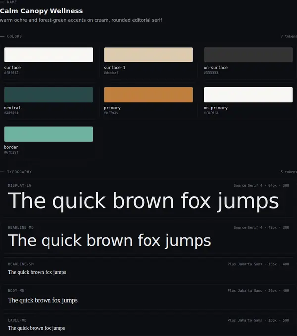 Calm Canopy Wellness: colours and type