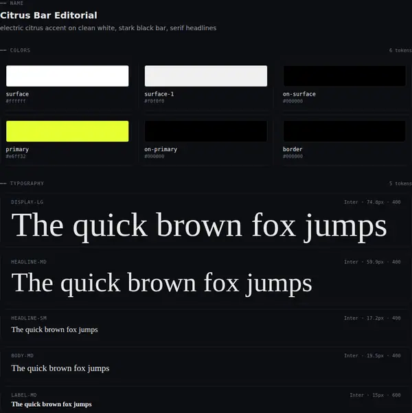 Citrus Bar Editorial: colours and type