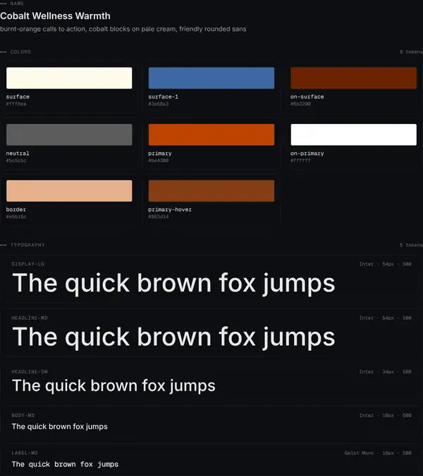 Cobalt Wellness Warmth: colours and type