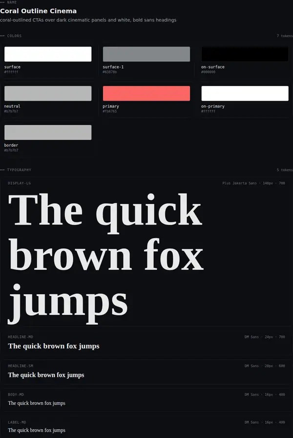 Coral Outline Cinema: colours and type