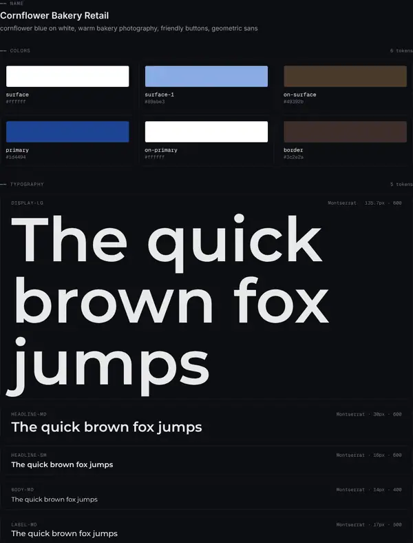 Cornflower Bakery Retail: colours and type