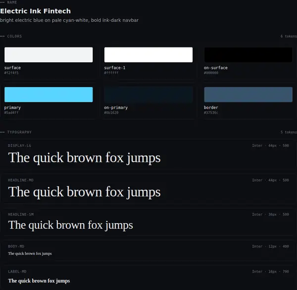 Electric Ink Fintech: colours and type