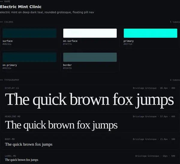 Electric Mint Clinic: colours and type