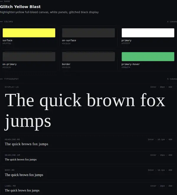 Glitch Yellow Blast: colours and type