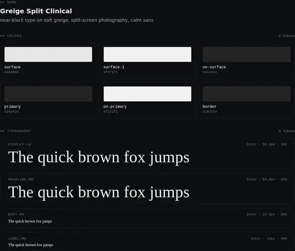 Greige Split Clinical: colours and type