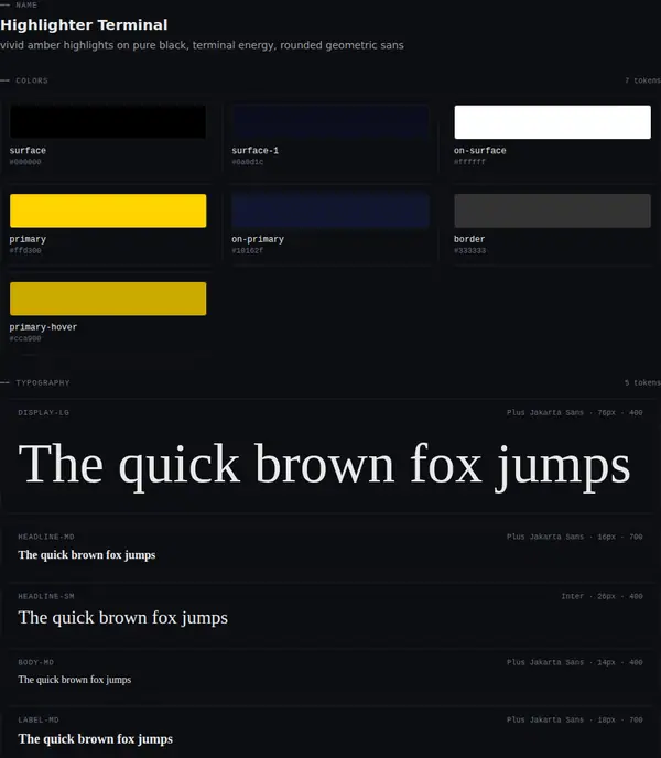 Highlighter Terminal: colours and type