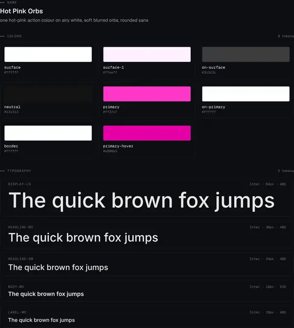 Hot Pink Orbs: colours and type