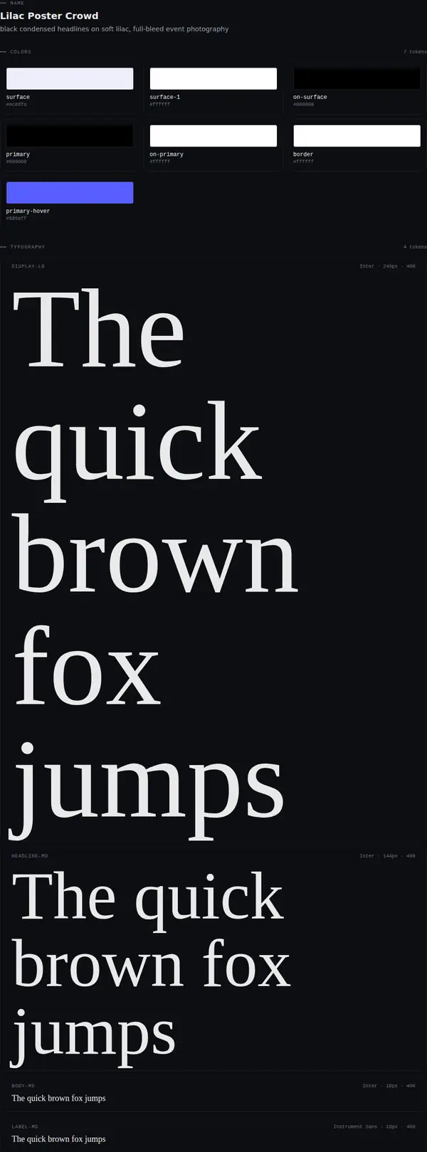 Lilac Poster Crowd: colours and type
