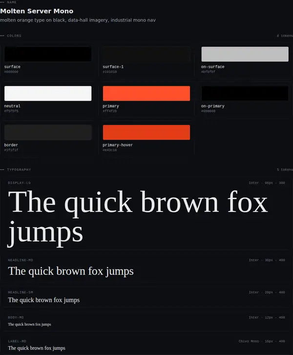 Molten Server Mono: colours and type