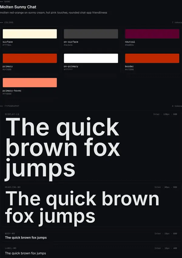 Molten Sunny Chat: colours and type