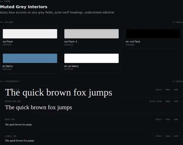 Muted Grey Interiors: colours and type