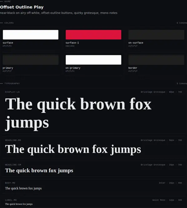 Offset Outline Play: colours and type