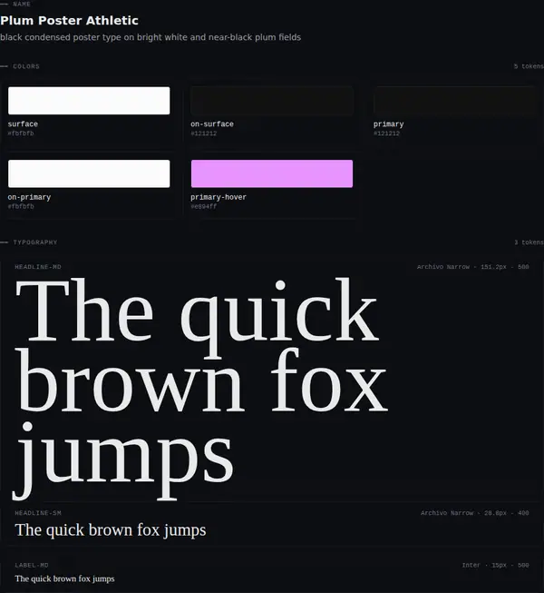Plum Poster Athletic: colours and type