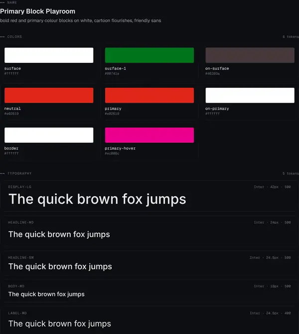 Primary Block Playroom: colours and type