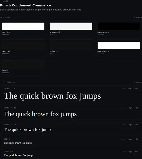 Punch Condensed Commerce: colours and type
