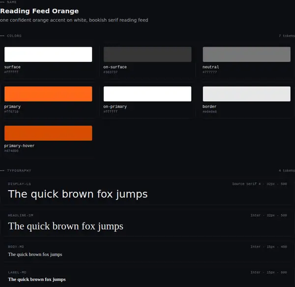 Reading Feed Orange: colours and type