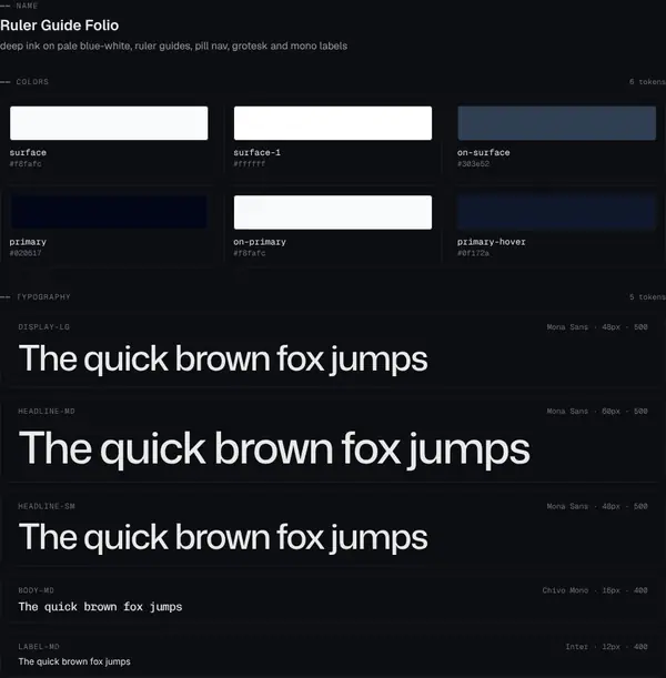 Ruler Guide Folio: colours and type