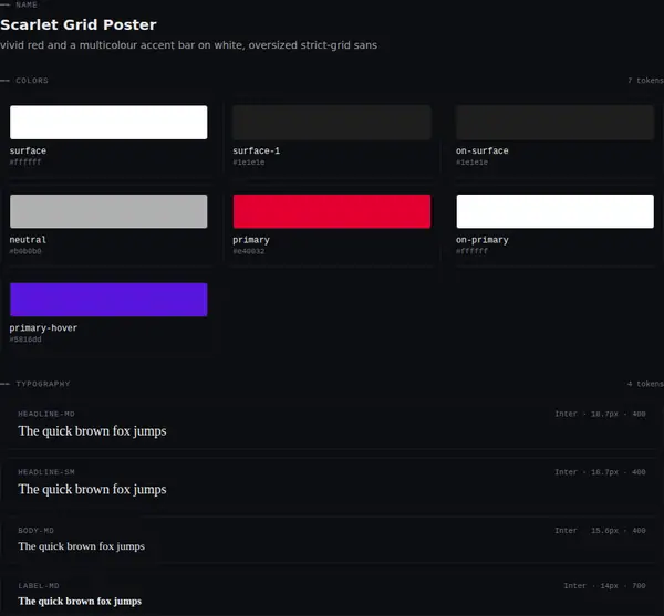 Scarlet Grid Poster: colours and type