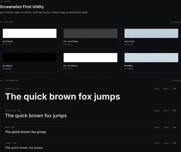 Screenshot First Utility: colours and type