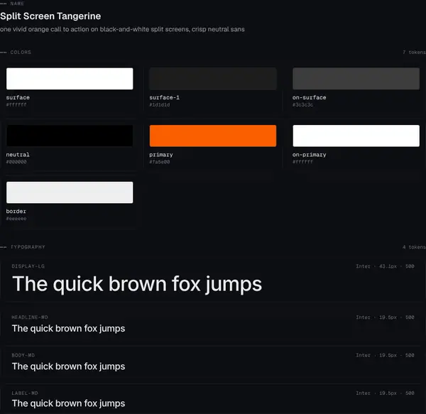 Split Screen Tangerine: colours and type