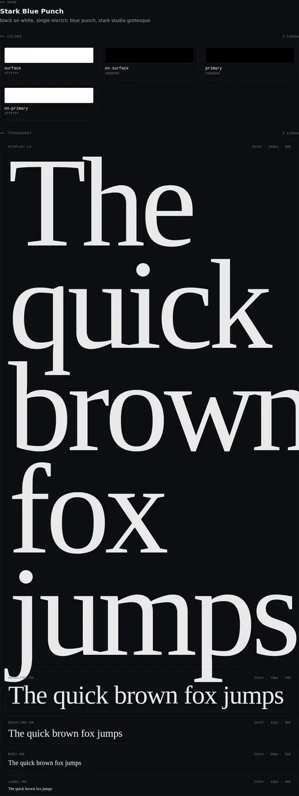 Stark Blue Punch: colours and type