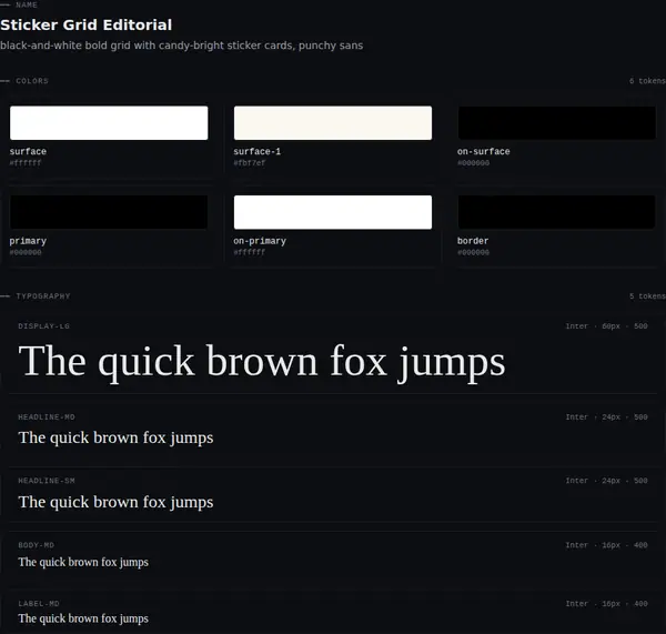 Sticker Grid Editorial: colours and type