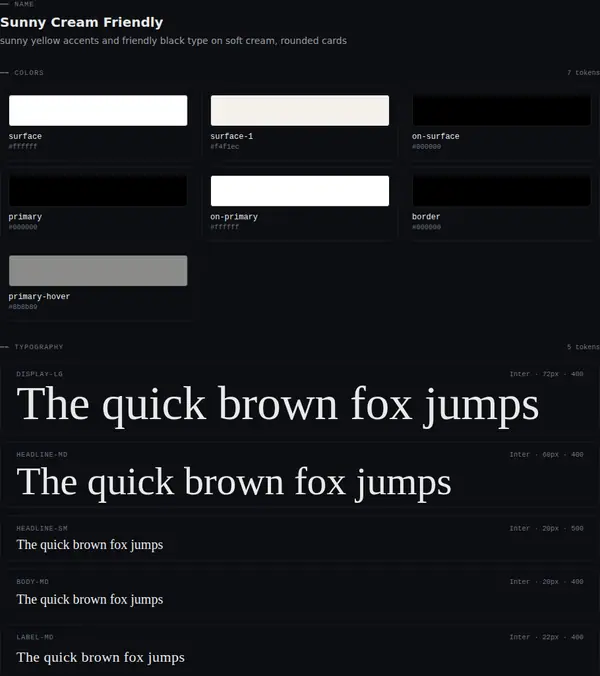 Sunny Cream Friendly: colours and type