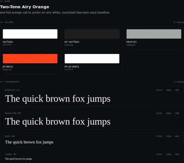 Two-Tone Airy Orange: colours and type