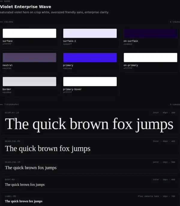 Violet Enterprise Wave: colours and type