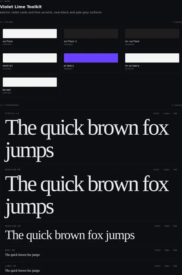 Violet Lime Toolkit: colours and type