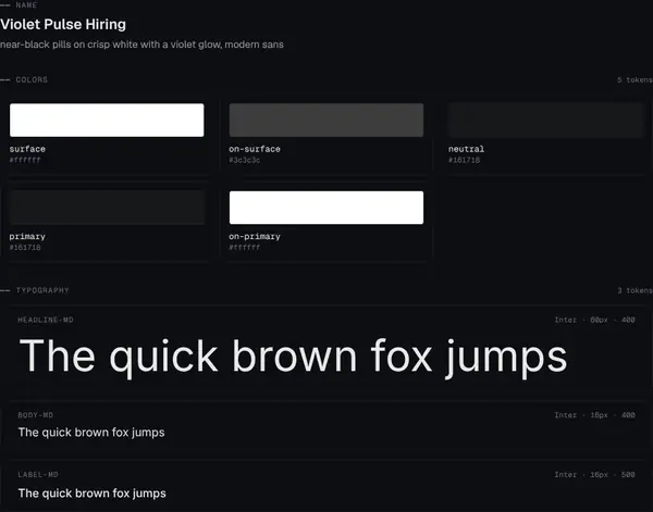 Violet Pulse Hiring: colours and type