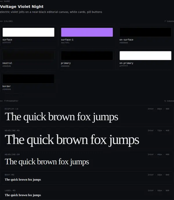 Voltage Violet Night: colours and type