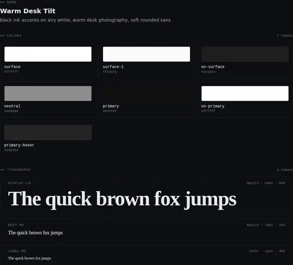 Warm Desk Tilt: colours and type