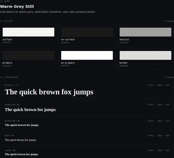 Warm Grey Still: colours and type