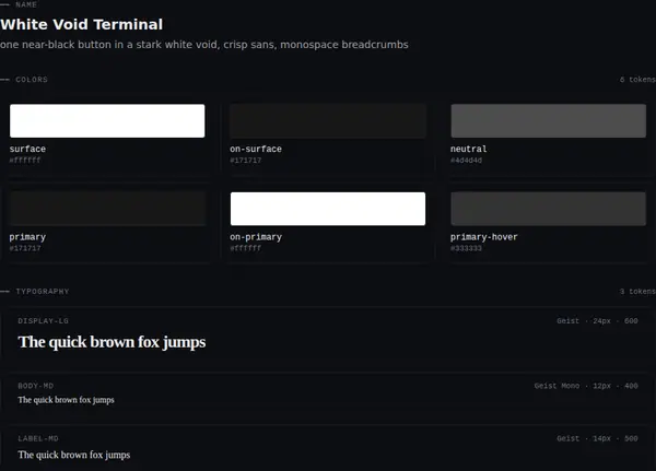 White Void Terminal: colours and type